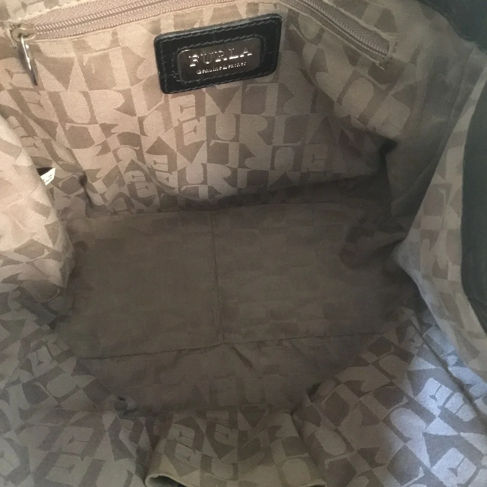 Furla Onyx Black Leather Embossed Croc Tote Bag